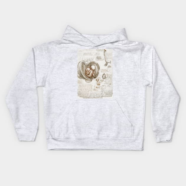 Studies of the Fetus in the Womb - Leonardo da Vinci Kids Hoodie by opptop